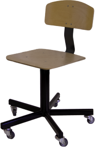 Промышленный винтовой стул с деревянным сидением и спинкой СтПД-02